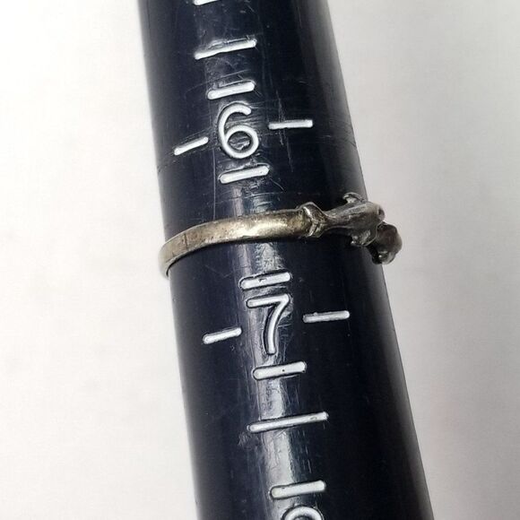 Vintage Sterling Silver Leaping Dolphins Ring, Size 6 1/2 Band, 80s 90s Estate - Picture 6 of 8